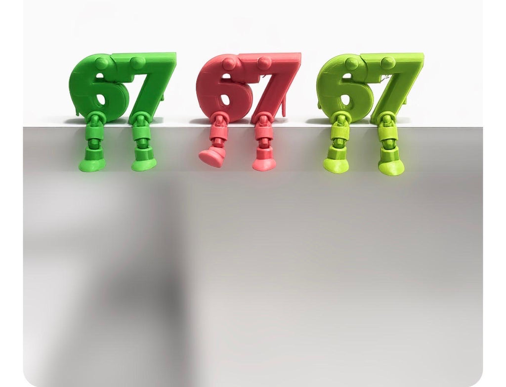 Edge-Sitter Number Buddy Desk Charm 3D Printed