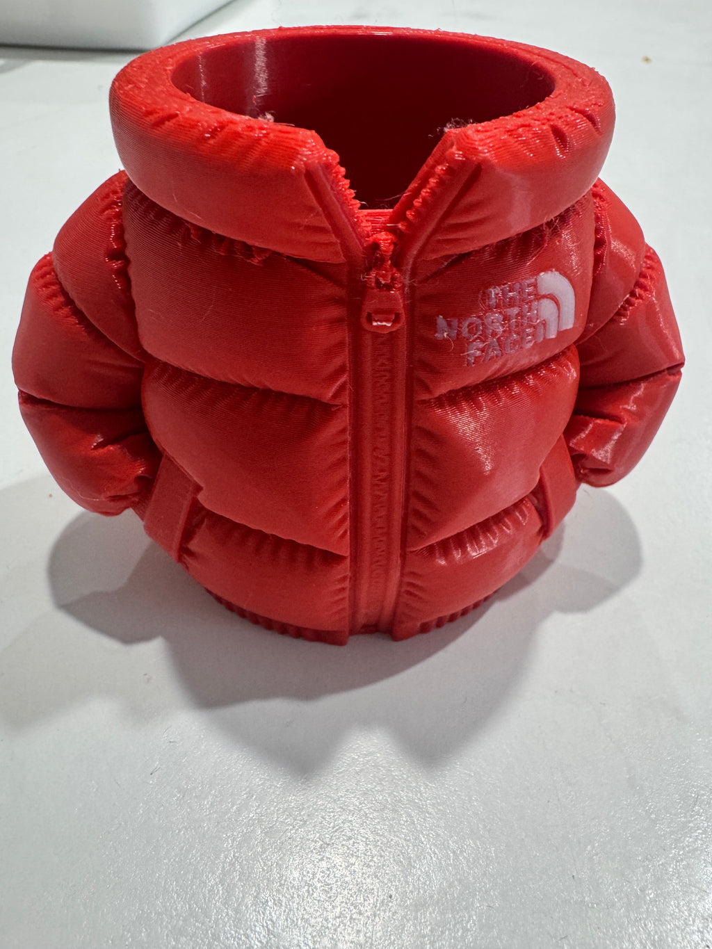Northface Red puffer jacket Logo Pen Holder/Desk organiser