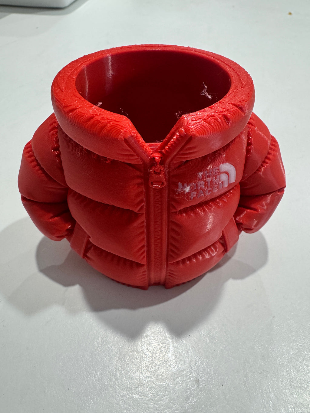 Northface Red puffer jacket Logo Pen Holder/Desk organiser