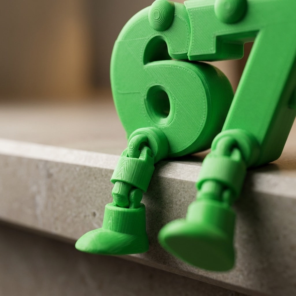 Edge-Sitter Number Buddy Desk Charm 3D Printed