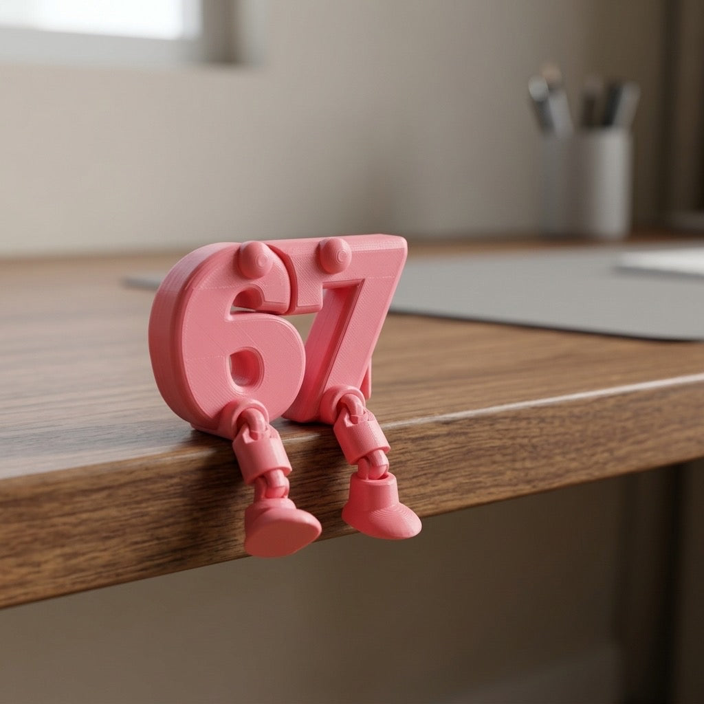 Edge-Sitter Number Buddy Desk Charm 3D Printed
