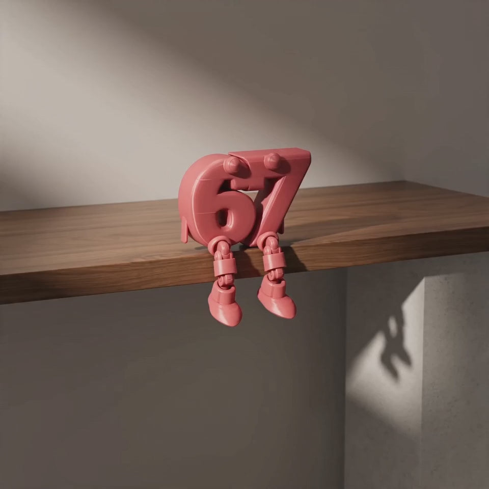 Edge-Sitter Number Buddy Desk Charm 3D Printed
